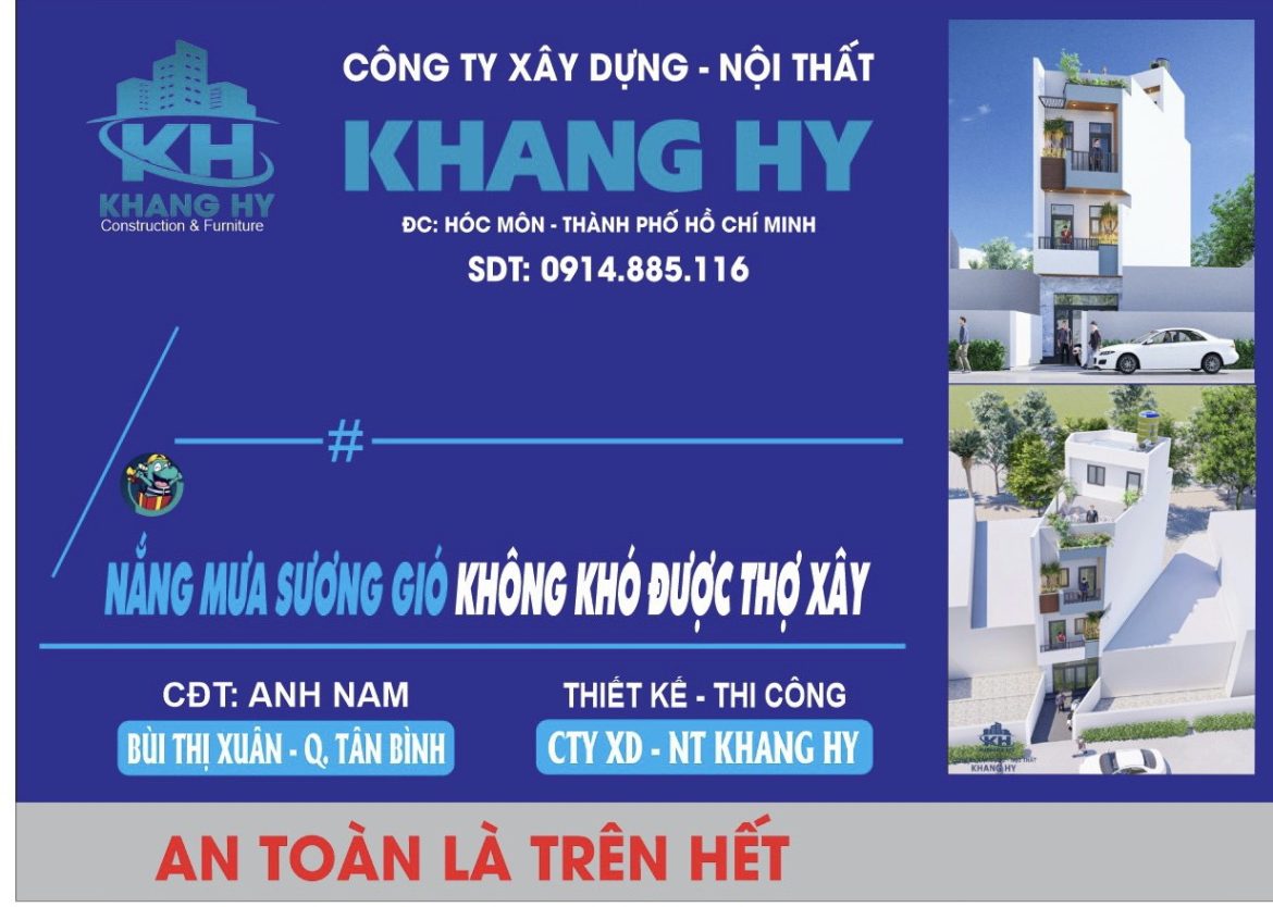 Công Ty XD -NT KHANG HY thành Công ty KHANG HY Construction & Furniture nhé. Còn kênh tiktok vẩn là XD-NT KHANGHY. Và facebook hơn 24k follow.